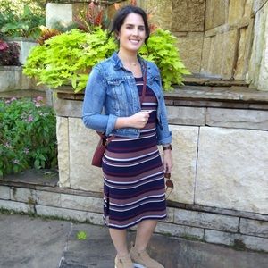 Striped U-Neck T shirt dress Size Medium